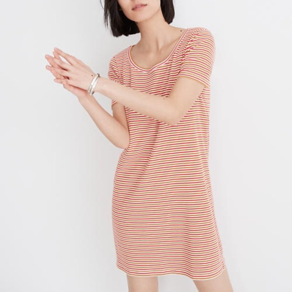 Madewell Swingy Tee Stripe Dress Shirtdress Size Small